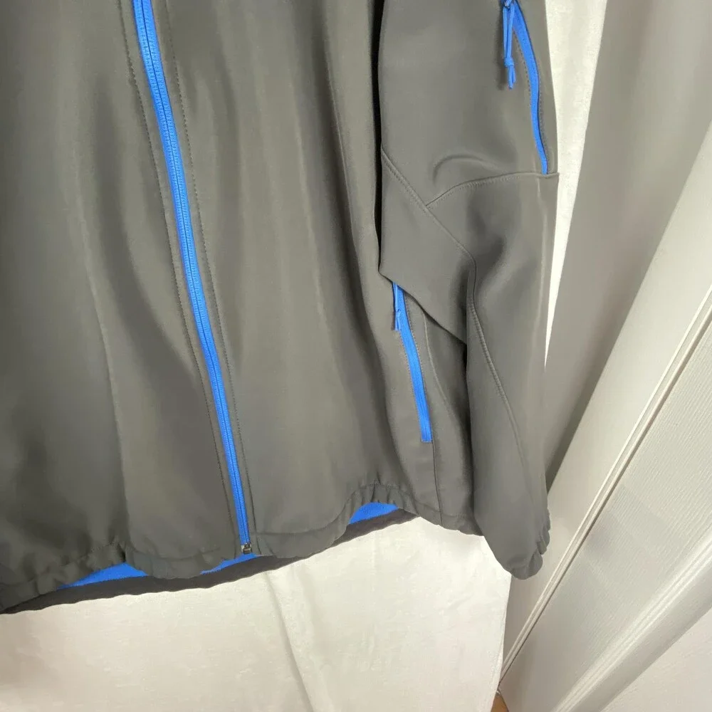 The North Face Jacket Mens 2XL Gray Hooded Softshell Full Zip Fleece Lined Ski